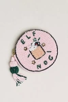 Nephthys Illustrated Beaded Round Coin Purse In Pink