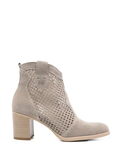 Nero Giardini Cut-out Suede Ankle Boots In Neutral
