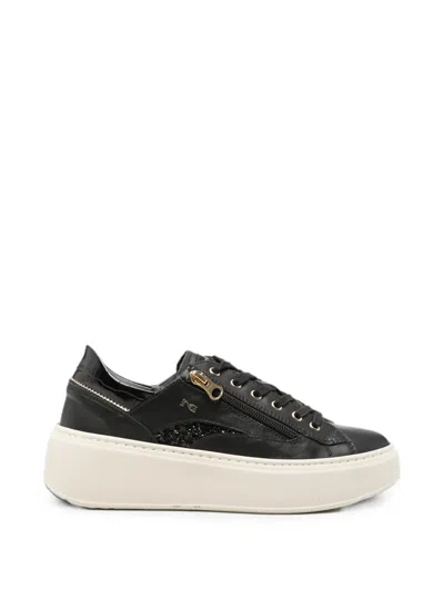 Nero Giardini Glitter-panelled Sneakers In Black