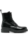 Nero Giardini Lace-up Patent-leather Boots In Black