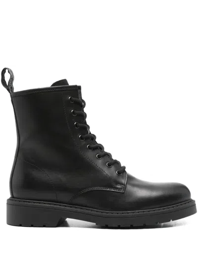 Nero Giardini Lace-up Zip-detail Combat Boots In Black