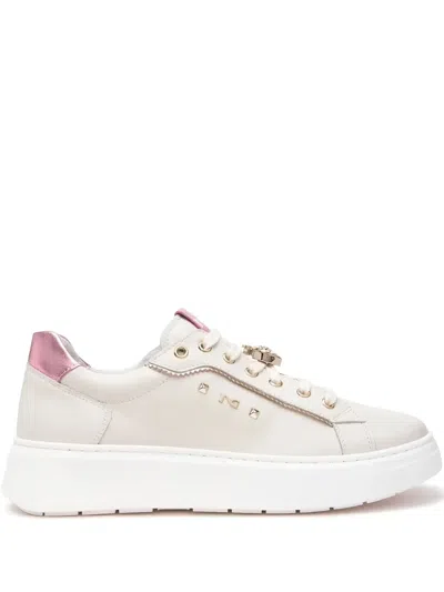 Nero Giardini Leather Sneakers In Neutrals