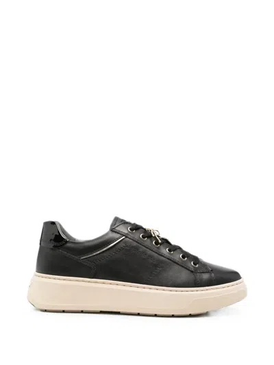 Nero Giardini Logo-charm Leather Sneakers In Black