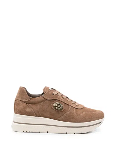 Nero Giardini Logo-plaque Platform Sneakers In Brown