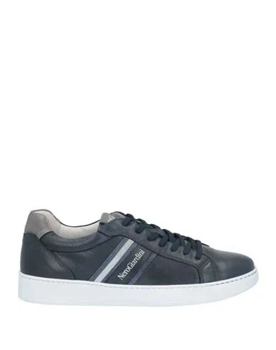 Nero Giardini Man Sneakers Midnight Blue Size 8 Leather In Gray