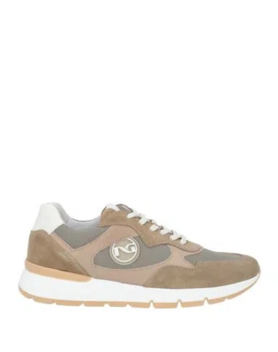 Nero Giardini Man Sneakers Sand Size 8 Leather, Textile Fibers In Neutral