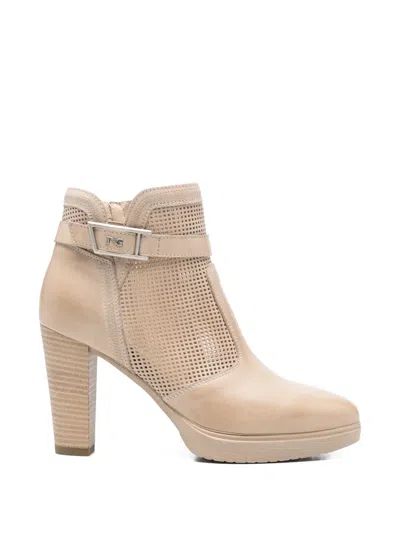 Nero Giardini Perforated Buckled Leather Boots In Multi