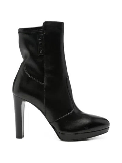 Nero Giardini Platform Leather Ankle Boots In Black