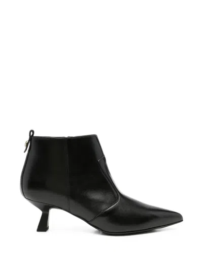 Nero Giardini Pointed-toe Leather Ankle Boots In Black