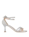 Nero Giardini Premium Collection Woman Sandals Silver Size 7 Textile Fibers In Silver