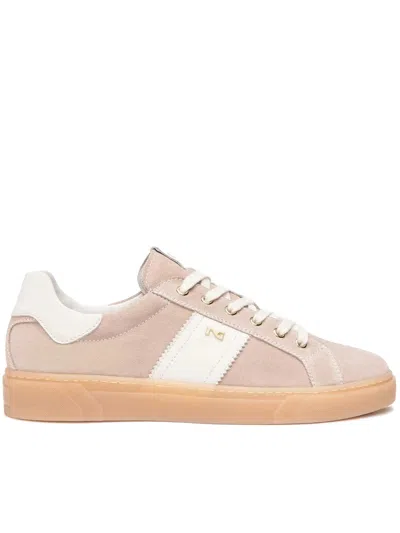 Nero Giardini Suede Lace-up Trainers In Pink