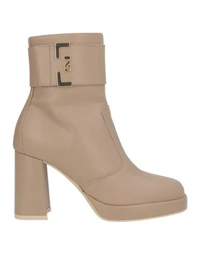 Nero Giardini Woman Ankle Boots Beige Size 5 Leather In Brown