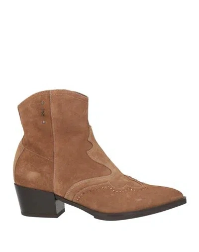 Nero Giardini Woman Ankle Boots Camel Size 6 Leather In Beige
