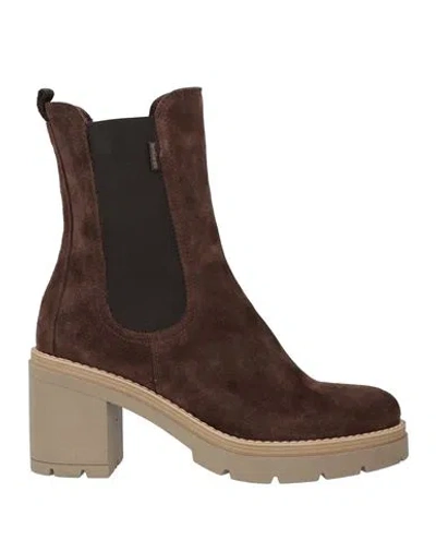 Nero Giardini Woman Ankle Boots Dark Brown Size 8 Leather