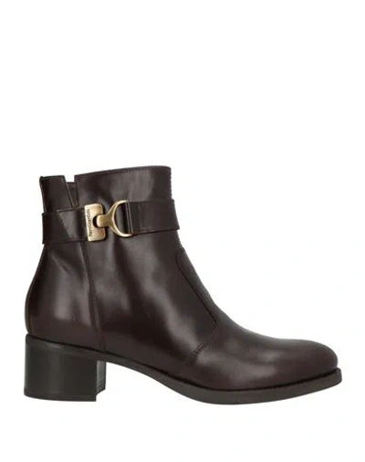 Nero Giardini Woman Ankle Boots Dark Brown Size 9 Leather In Pink
