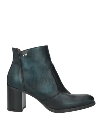 Nero Giardini Woman Ankle Boots Deep Teal Size 10 Leather In Green