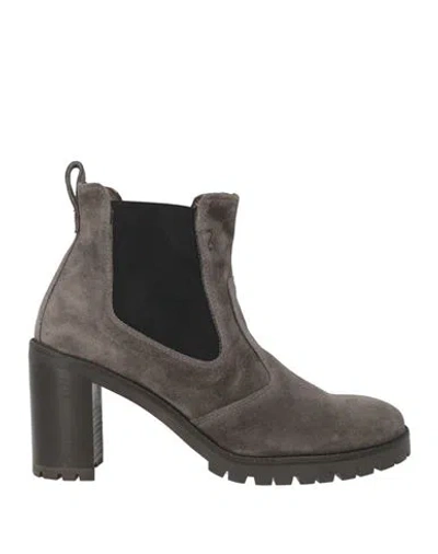 Nero Giardini Woman Ankle Boots Grey Size 10 Leather In Gray