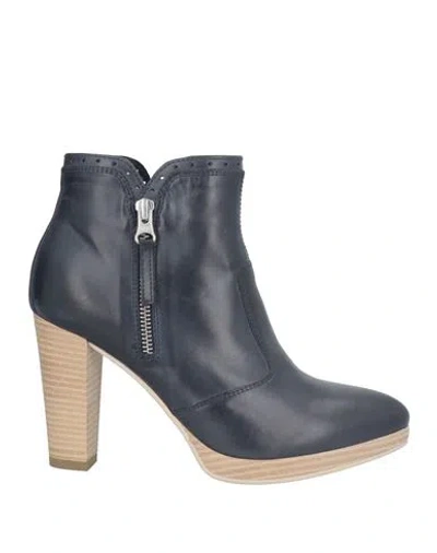 Nero Giardini Woman Ankle Boots Navy Blue Size 8 Leather