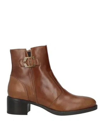 Nero Giardini Woman Ankle Boots Tan Size 7 Leather In Brown