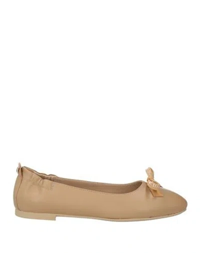 Nero Giardini Woman Ballet Flats Camel Size 7 Leather In Beige