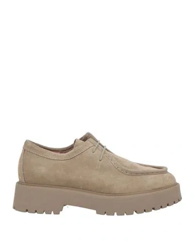 Nero Giardini Woman Lace-up Shoes Taupe Size 7 Leather