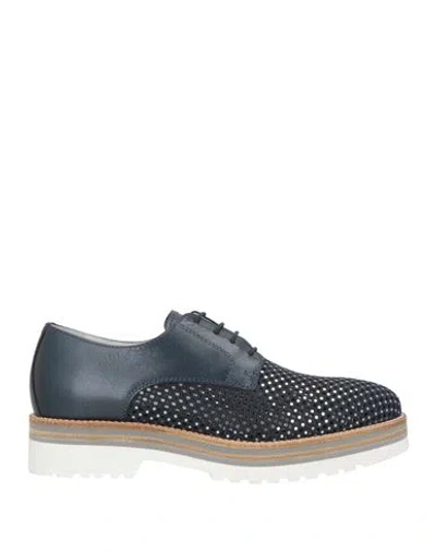 Nero Giardini Woman Lace-up Shoes Midnight Blue Size 7 Leather