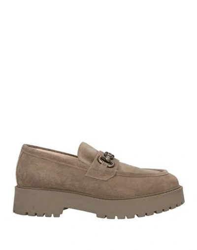 Nero Giardini Woman Loafers Taupe Size 9 Leather In Gray