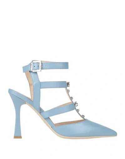 Nero Giardini Woman Pumps Sky Blue Size 7 Leather