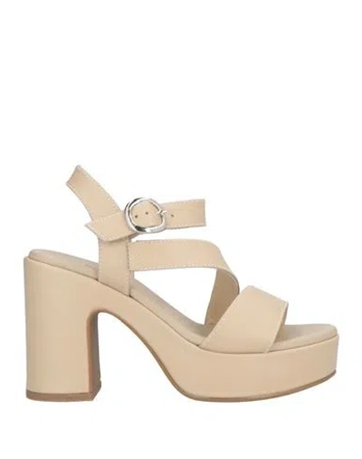 Nero Giardini Woman Sandals Beige Size 5 Leather In Nude
