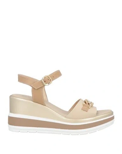 Nero Giardini Woman Sandals Beige Size 6 Leather