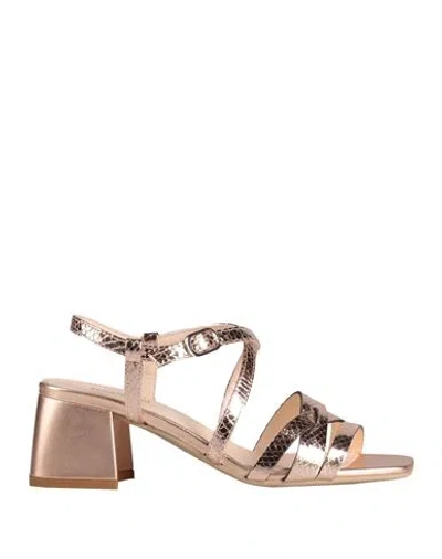 Nero Giardini Woman Sandals Rose Gold Size 6 Leather