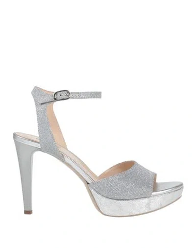 Nero Giardini Woman Sandals Silver Size 5 Textile Fibers
