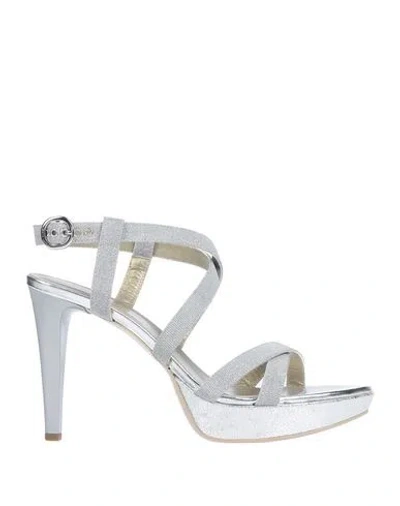 Nero Giardini Woman Sandals Silver Size 8 Textile Fibers