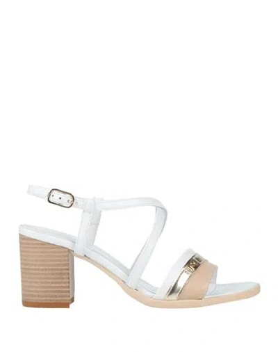Nero Giardini Woman Sandals White Size 6 Leather, Synthetic Material