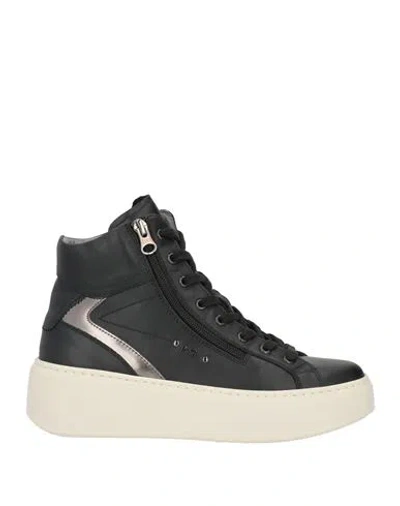 Nero Giardini Woman Sneakers Black Size 7 Leather, Synthetic Material