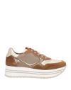 Nero Giardini Woman Sneakers Camel Size 7 Leather In Brown