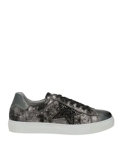 Nero Giardini Woman Sneakers Gunmetal Size 6 Leather In Gray