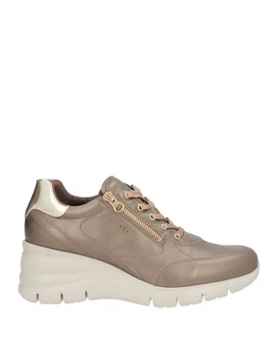 Nero Giardini Woman Sneakers Platinum Size 9 Leather In Brown