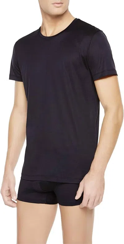 Nero Perla Elegance Short Sleeve Crew Neck T-shirt In Black In Blue