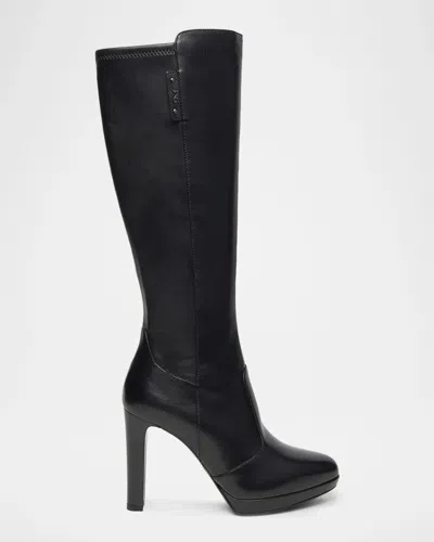 Nerogiardini 100mm Platform Leather Knee-high Boots In Black