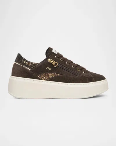 Nerogiardini 50mm Suede Platform Sneakers In Brown