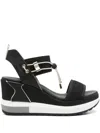 Nerogiardini Bungee Platform Wedge Sandal In Black