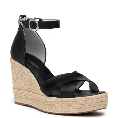Nerogiardini Ankle Strap Espadrille Wedge Sandal In Black