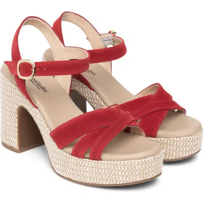 Nerogiardini Ankle Strap Platform Sandal In Red