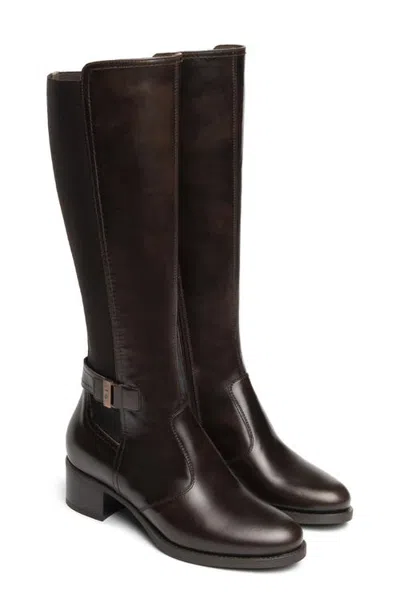 Nerogiardini Block Heel Leather Knee High Boot In Brown
