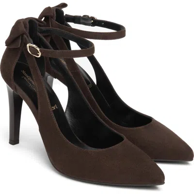 Nerogiardini Bow Ankle Strap Pump In Brown