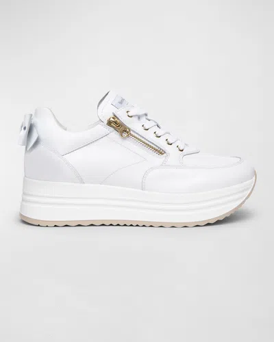 NEROGIARDINI BOW PLATFORM LEATHER SNEAKERS