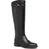 Nerogiardini Leather Buckle Tall Riding Boots In Black