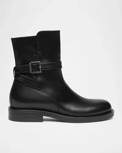 Nerogiardini Buckled Leather Ankle Boots In Black