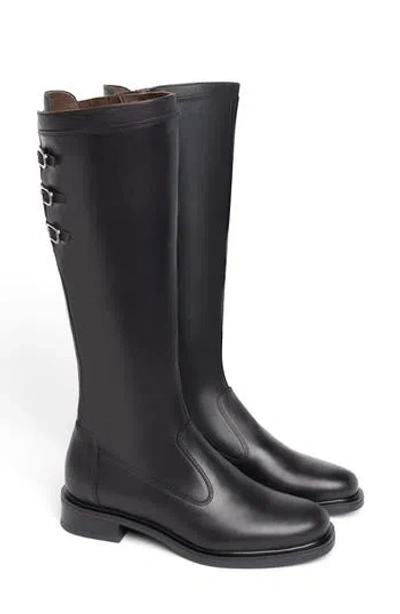 Nerogiardini Buckled Up Knee High Riding Boot In Black